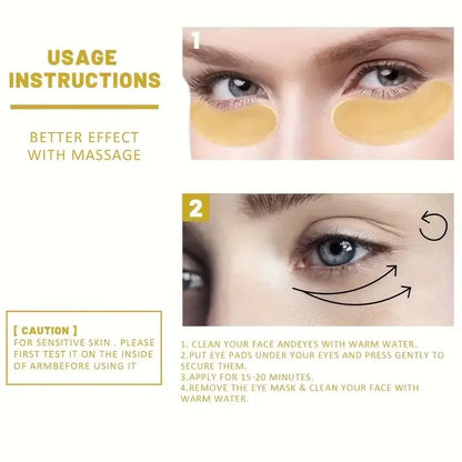 60Pcs 24K Gold Moisturizing Eye Mask to Relieve Eye Fatigue and Nourish the Eye Area, Collagen Crystal Eye Mask