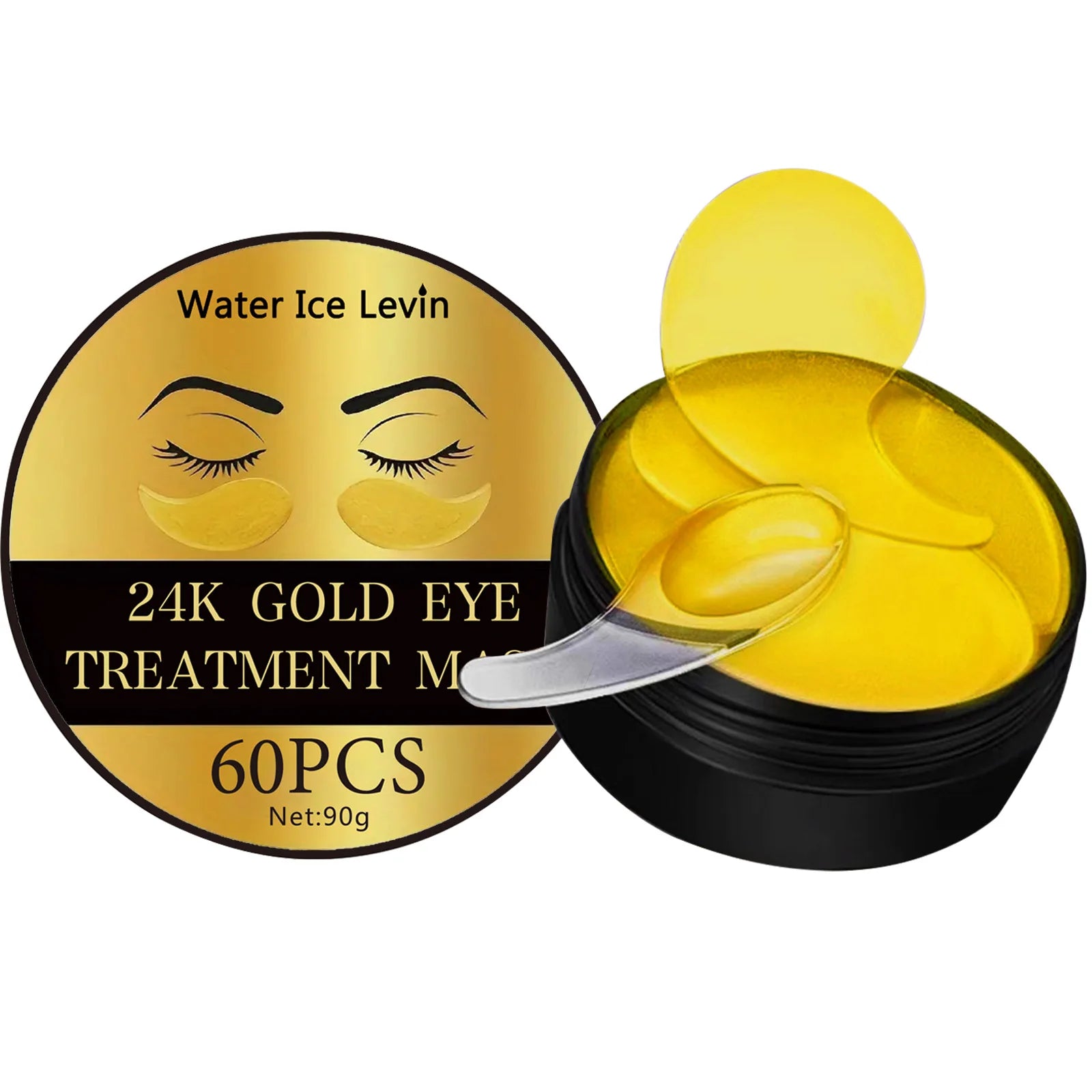 60Pcs 24K Gold Moisturizing Eye Mask to Relieve Eye Fatigue and Nourish the Eye Area, Collagen Crystal Eye Mask