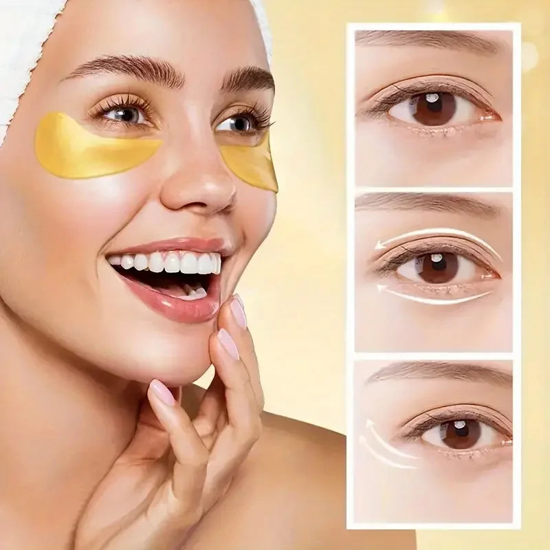 60Pcs 24K Gold Moisturizing Eye Mask to Relieve Eye Fatigue and Nourish the Eye Area, Collagen Crystal Eye Mask