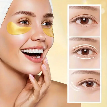 60Pcs 24K Gold Moisturizing Eye Mask to Relieve Eye Fatigue and Nourish the Eye Area, Collagen Crystal Eye Mask